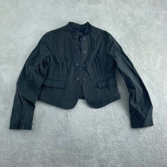 Banana Republic Black Pinstripe Double Breasted Womens 10 Blazer Jacket 3725 - Picture 1 of 8